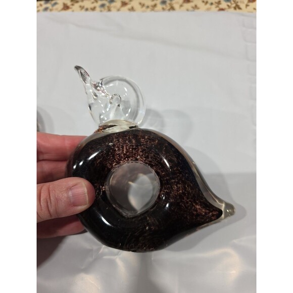 2- Vintage Murano? Glass Ducks Birds Paperweights Black Purple Clear‎ MCM Home - Picture 3 of 9